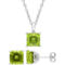Sofia B. 2pc Set Princess Cut Peridot Solitaire Necklace & Earrings Sterling Silver - Image 1 of 4