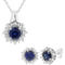 Sterling Silver Lab Created Blue and White Sapphire Pendant and Stud Earrings Set - Image 1 of 4