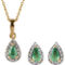 14K Yellow Gold Over Sterling Silver 5x3 Pear Emerald 2 pc. Jewelry Set - Image 1 of 2