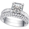 Cubic Zirconia Square Wedding Band Set - Image 1 of 2