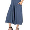 24seven Comfort Apparel Elastic Waist Pleated Pocket Midi Skirt - Image 2 of 4