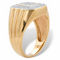 Men's Round Diamond Ribbed Octagon Ring 1/10 TCW in Solid 10k Yellow Gold - Image 2 of 5