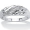 Men's Diamond Accent Solid 10k White Gold Swirled Wedding Band Ring - Image 1 of 5