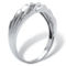 Men's Diamond Accent Solid 10k White Gold Swirled Wedding Band Ring - Image 2 of 5