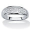 Men's Round Genuine Diamond Wedding Ring 1/8 TCW in Platinum-plated Sterling Silver - Image 1 of 5