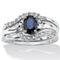 PalmBeach 3 Piece 1.05 TCW Oval Sapphire and Diamond Accent Bridal Ring Set - Image 1 of 5