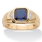 PalmBeach Men's 1.27 Cttw. 10k Gold Created Blue Sapphire and Diamond Accent Ring - Image 1 of 5