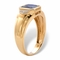 PalmBeach Men's 1.27 Cttw. 10k Gold Created Blue Sapphire and Diamond Accent Ring - Image 2 of 5