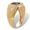 Genuine Emerald-Cut Onyx and Diamond Accent Men's Ring in Solid 10k Yellow Gold - Image 2 of 5