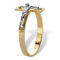 Two-Tone Textured Solid 10k Yellow and White Gold Horizontal Crucifix Ring - Image 2 of 5