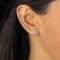 Princess-Cut Simulated Birthstone Stud Earrings in Sterling Silver - Image 3 of 4
