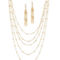 PalmBeach 2 Piece Multi-Chain Station Necklace and Drop Earrings Set Goldtone - Image 1 of 5