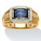 PalmBeach Men's 18k Gold Plated Silver Created Blue and White Sapphire Ring - Image 1 of 5