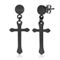 Metallo Stainless Steel Polished Cross Earrings - Black Plated - Image 1 of 2
