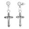 Metallo Stainless Steel Cross Charm & CZ Huggie Hoop Earrings - Image 1 of 2