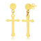Metallo Stainless Steel Polished Cross Earrings - Gold Plated - Image 1 of 2