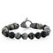 Metallo Stainless Steel Genuine 10mm Bead Bracelet, w/Black CZ - Gray Jasper - Image 1 of 3