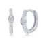 Brilliance Sterling Silver 11MM Center Oval CZ Huggie Hoop Earrings - Image 1 of 2