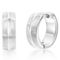 Metallo Stainless Steel 15mm Lined Matte & Polished Huggie Hoop Earrings - Image 1 of 2